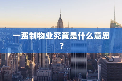 一费制物业究竟是什么意思？