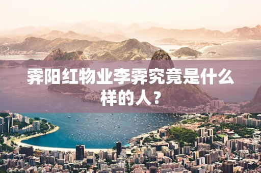 霁阳红物业李霁究竟是什么样的人？