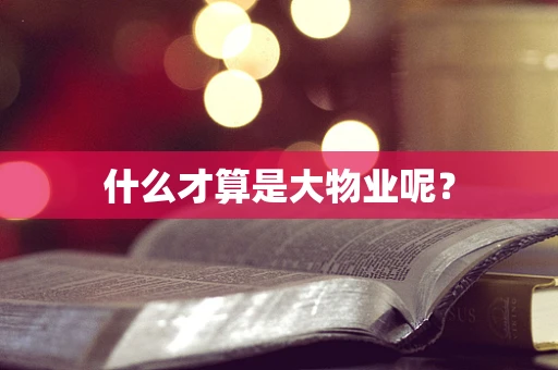 什么才算是大物业呢？