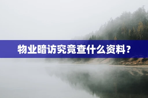 物业暗访究竟查什么资料？