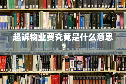 起诉物业费究竟是什么意思？